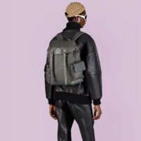 Gucci Unisex Ophidia GG Medium Backpack Grey Black GG Supreme Canvas (2)
