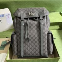 Gucci Unisex Ophidia GG Medium Backpack Grey Black GG Supreme Canvas (2)