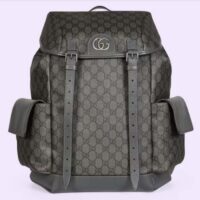 Gucci Unisex Ophidia GG Medium Backpack Grey Black GG Supreme Canvas (2)