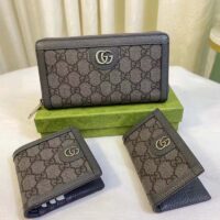 Gucci Unisex GG Ophidia Card Case Grey Black Supreme Canvas Double G (1)