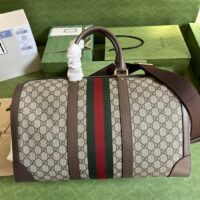 Gucci Unisex Savoy Large Duffle Bag Beige Ebony GG Supreme Canvas Double G (1)