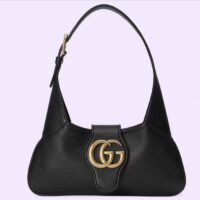Gucci Women GG Aphrodite Small Shoulder Bag Black Soft Leather Shiny