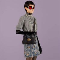 Gucci Women GG Aphrodite Small Shoulder Bag Black Soft Leather Shiny (6)