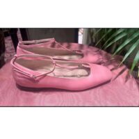 Gucci Women GG Ballet Flat Double G Pink Leather Sole Flat 1 Cm Heel (13)