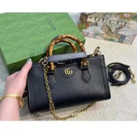 Gucci Women GG Diana Small Shoulder Bag Black Leather Double G (5)