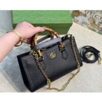Gucci Women GG Diana Small Shoulder Bag Black Leather Double G (5)