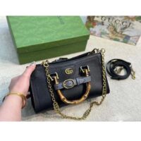 Gucci Women GG Diana Small Shoulder Bag Black Leather Double G (5)