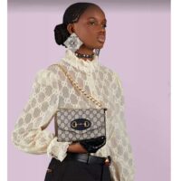 Gucci Women GG Horsebit 1955 Mini Bag Beige Ebony GG Supreme Canvas (3)