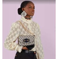 Gucci Women GG Horsebit 1955 Mini Bag Beige Ebony GG Supreme Canvas (3)