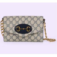 Gucci Women GG Horsebit 1955 Mini Bag Beige Ebony GG Supreme Canvas (3)