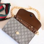 Gucci Women GG Horsebit 1955 Mini Bag Brown Beige Ebony GG Supreme Canvas - Imagen 6