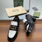 Gucci Women GG Loafer Interlocking G Black White Leather Mid 6 Cm Heel - Bild 6