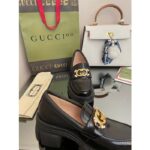 Gucci Women GG Lug Sole Interlocking G Loafer Black Patent Leather Low Heel Rubber - Image 7