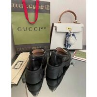 Gucci Women GG Lug Sole Interlocking G Loafer Black Patent Leather Low Heel Rubber (10)