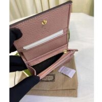 Gucci Women GG Marmont Card Case Wallet Pink Double G Beige Ebony Supreme Canvas (2)