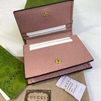 Gucci Women GG Marmont Card Case Wallet Pink Double G Beige Ebony Supreme Canvas (2)
