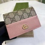 Gucci Women GG Marmont Card Case Wallet Pink Double G Beige Ebony Supreme Canvas - Image 3