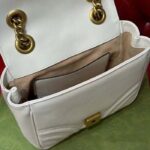 Gucci Women GG Marmont Matelassé Mini Tote Bag White Chevron Leather Double G - Image 9