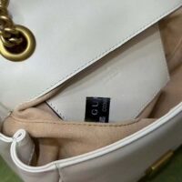 Gucci Women GG Marmont Matelassé Mini Tote Bag White Chevron Leather Double G (9)