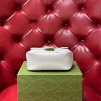 Gucci Women GG Marmont Matelassé Mini Tote Bag White Chevron Leather Double G (9)