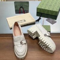 Gucci Women GG Matelassé Loafer Off White Leather Low 2.5 Cm Heel (5)