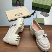 Gucci Women GG Matelassé Loafer Off White Leather Low 2.5 Cm Heel (5)