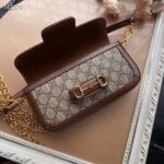 Gucci Women Horsebit 1955 Shoulder Bag Beige Ebony GG Supreme Canvas - Image 6