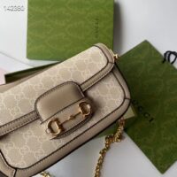 Gucci Women Horsebit 1955 Shoulder Bag Beige White GG Supreme Canvas (9)