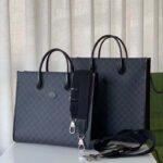 Gucci Unisex Medium Tote Bag Interlocking G Black GG Supreme Canvas – Image 6