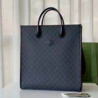 Gucci Women Medium Tote Bag Interlocking G Black GG Supreme Canvas (6)