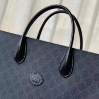 Gucci Women Medium Tote Bag Interlocking G Black GG Supreme Canvas (6)