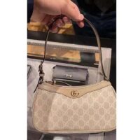 Gucci Women Ophidia Small Handbag Beige White GG Supreme Canvas Double G (7)