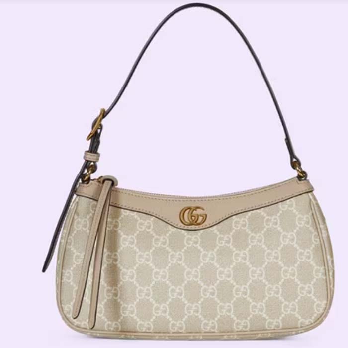Gucci Women Ophidia Small Handbag Beige White GG Supreme Canvas Double G