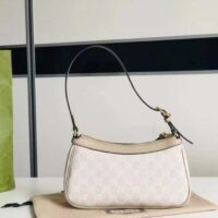 Gucci Women Ophidia Small Handbag Beige White GG Supreme Canvas Double G (7)