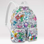 Zaino unisex Louis Vuitton LV multitasche multicolore in tela rivestita Monogram Comics