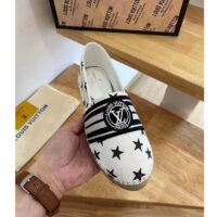 Louis Vuitton LV Unisex Starboard Flat Espadrillas Black White Printed Canvas Rope Rubber (8)