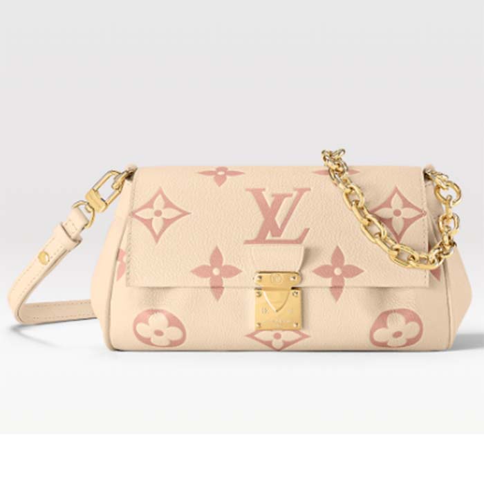 Louis Vuitton LV Women Favorite Handbag Pink Monogram Empreinte Embossed Supple Grained Cowhide