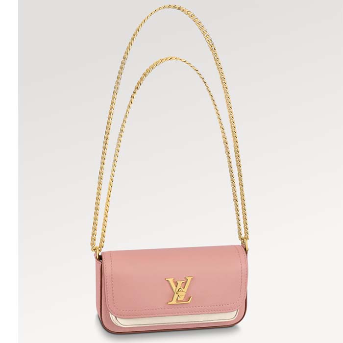 Louis Vuitton LV Women Lockme Tender Pochette Trianon Pink Quartz White Grained Calf