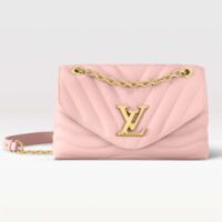 Louis Vuitton LV Women New Wave Chain Bag MM Handbag Pink Smooth Cowhide (13)