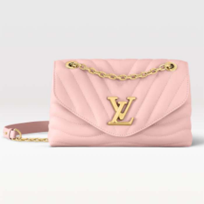 Louis Vuitton LV Women New Wave Chain Bag MM Handbag Pink Smooth Cowhide