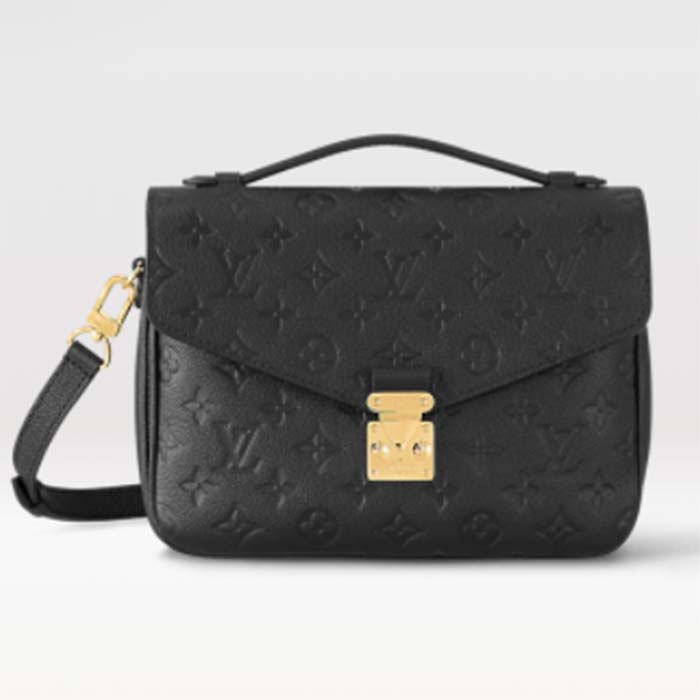 Louis Vuitton LV Women Pochette Métis Bag Black Monogram Grained Cowhide Leather