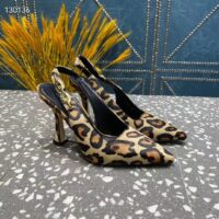 Louis Vuitton LV Women Sparkle Slingback Camel Brown Printed Satin Leather 9.5 Cm Heel (4)