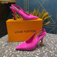 Louis Vuitton LV Women Sparkle Slingback Fuchsia Suede Baby Goat Leather 9.5 Cm Heel (4)