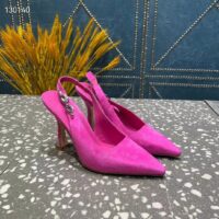 Louis Vuitton LV Women Sparkle Slingback Fuchsia Suede Baby Goat Leather 9.5 Cm Heel (4)