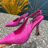 Louis Vuitton LV Women Sparkle Slingback Fuchsia Suede Baby Goat Leather 9.5 Cm Heel (4)