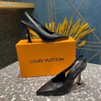 Louis Vuitton LV Women Sparkle Slingback Pump Black Calf Leather Elasticized 9.5 Cm Heel (10)