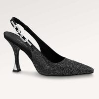 Louis Vuitton LV Women Sparkle Slingback Pump Black Strass Elasticized 9.5 Cm Heel (10)