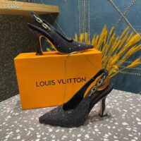 Louis Vuitton LV Women Sparkle Slingback Pump Black Strass Elasticized 9.5 Cm Heel (10)