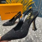 Louis Vuitton LV Women Sparkle Slingback Pump Black Strass Elasticized 9.5 Cm Heel – Image 8