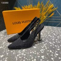 Louis Vuitton LV Women Sparkle Slingback Pump Black Strass Elasticized 9.5 Cm Heel (10)